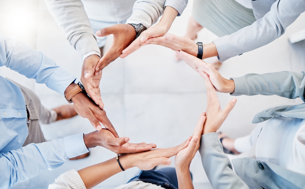 Support,,Team,Building,And,Hands,Of,Business,People,In,A
